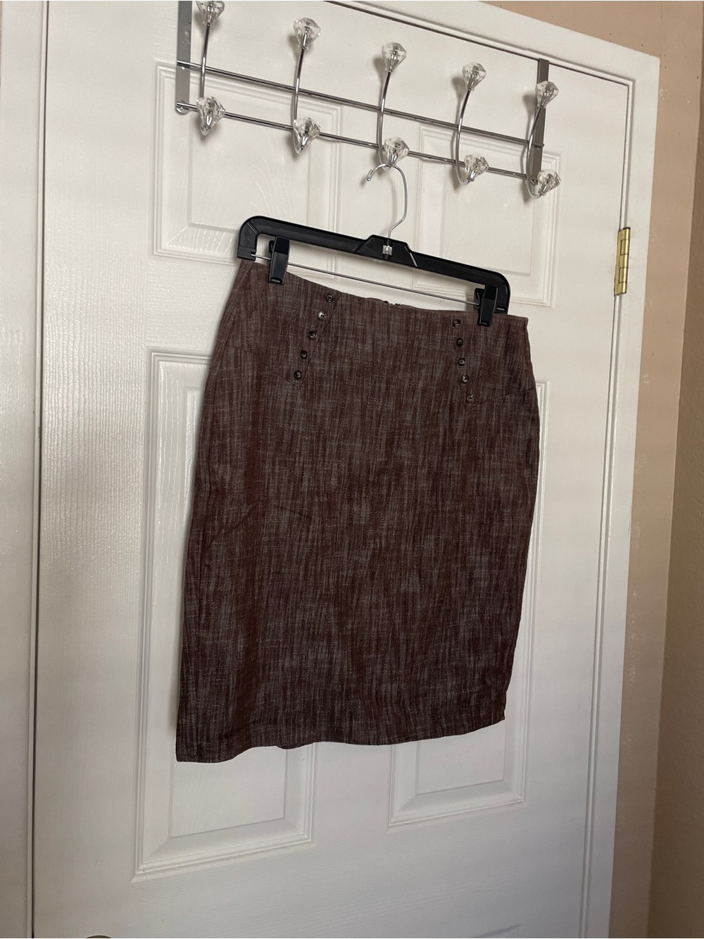 Isabella Rodriguez Brown Textured Pencil Skirt